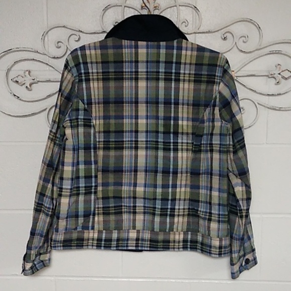 REVERSIBLE, PLAID TO NAVY, COLLARED, ZIP FRONT, JACKET - Picture 2 of 10